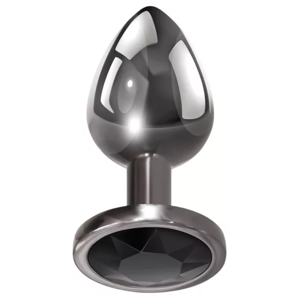Evolved Black Gem - set plug anal métal - pierre noire - argent