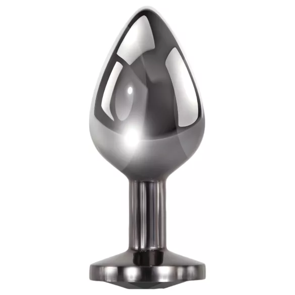 Evolved Black Gem - set plug anal métal - pierre noire - argent