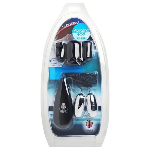 XR Brands - Trinity - vibromasseur pour gland avec capuchon à deux boules (noir-argent)