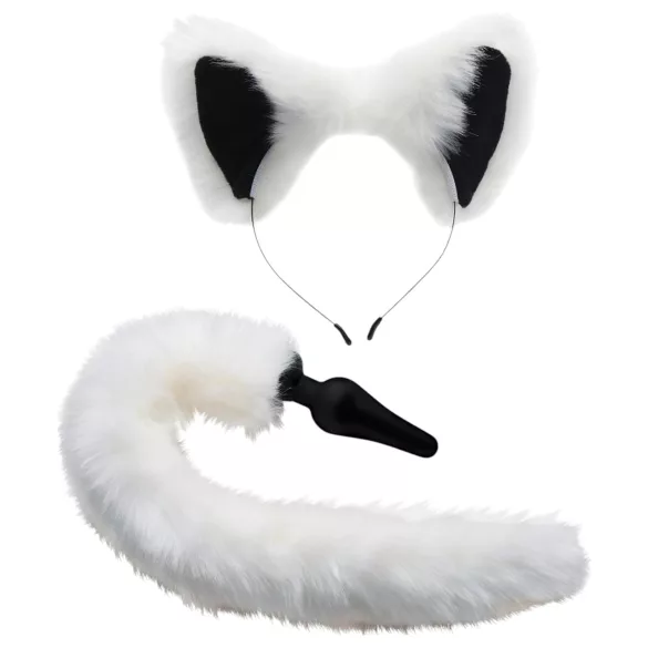 TAILZ - plug anal queue de renard avec serre-tête - noir et blanc