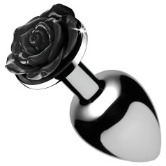 Booty Sparks Black Rose - plug anal aluminium - argent noir