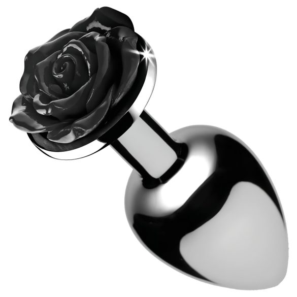 Booty Sparks Black Rose - plug anal aluminium - argent noir
