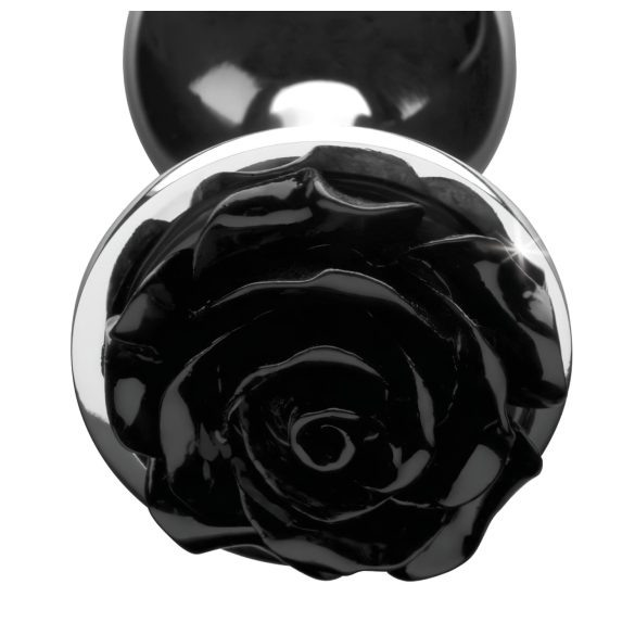 Booty Sparks Black Rose - plug anal aluminium - argent noir