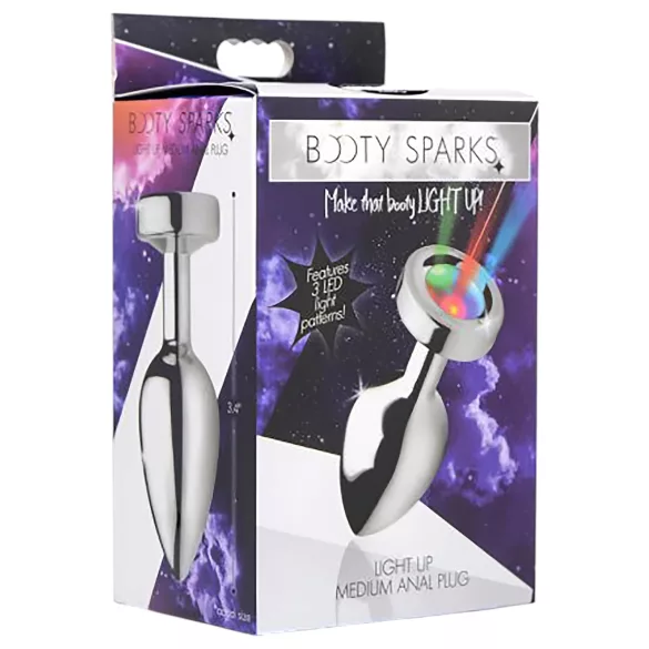 Booty Sparks - plug anal lumineux - taille moyenne - argenté