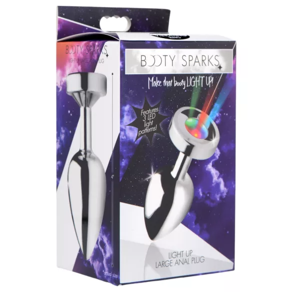 Booty Sparks - plug anal lumineux - grand - argenté