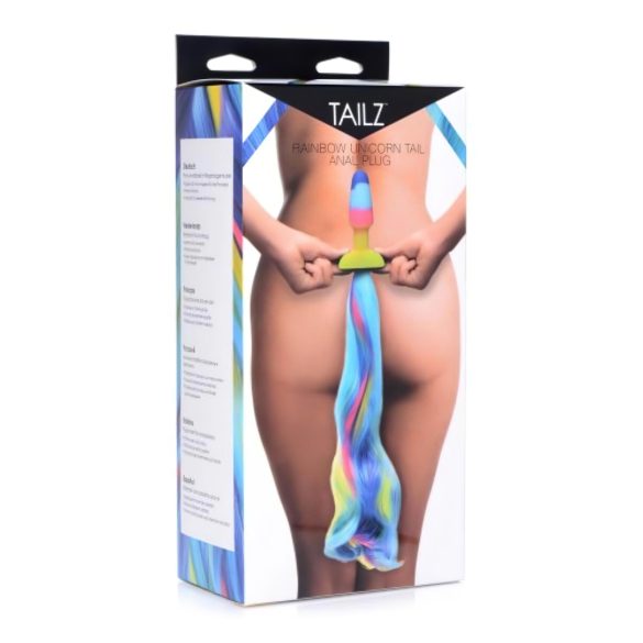 TAILZ - plug anal en silicone - queue licorne arc-en-ciel