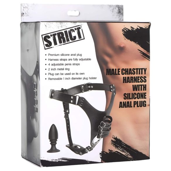 Strict - cage de chasteté homme avec plug anal - noir