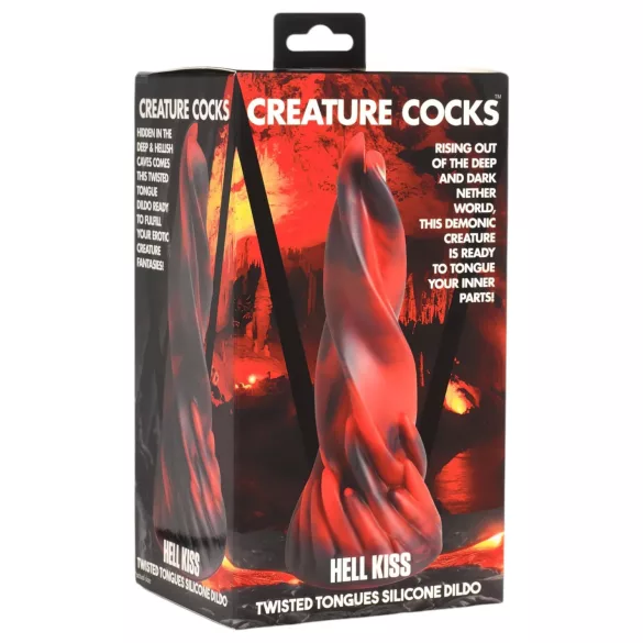 Creature Cocks Hell Kiss - gode ceinture torsadé - silicone rouge - 19cm