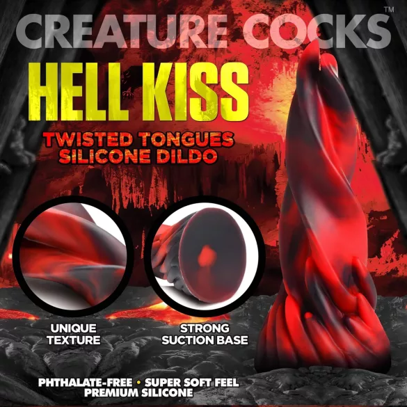 Creature Cocks Hell Kiss - gode ceinture torsadé - silicone rouge - 19cm