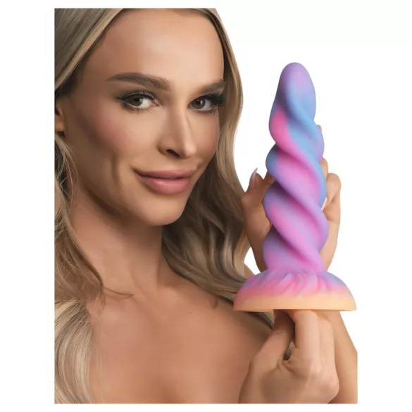 Creature Cocks Moon Rider - gode licorne lumineux - silicone violet rose