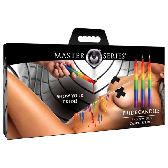 XR Brands - Bougie de massage BDSM - arc-en-ciel - lot de 3