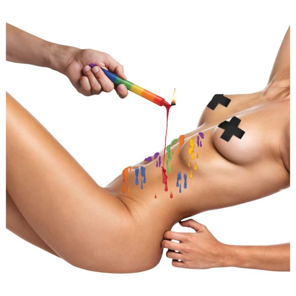 XR Brands - Bougie de massage BDSM - arc-en-ciel - lot de 3
