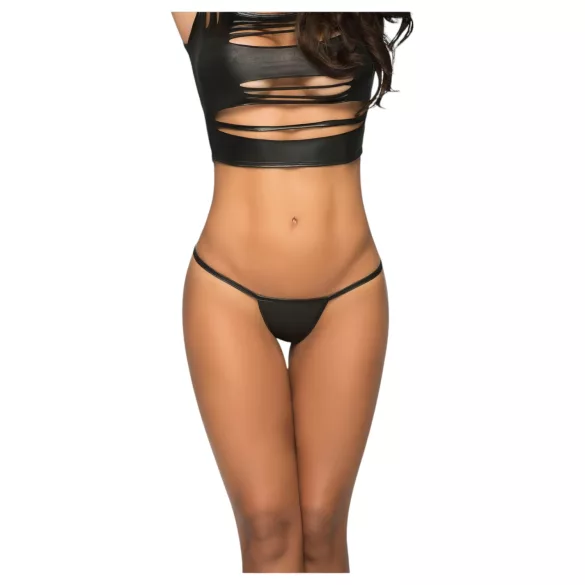 Mapalé - string brillant - micro coupe - noir