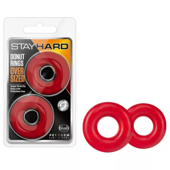 Stay Hard Donuts - anneaux péniens lot de 3 - silicone rouge