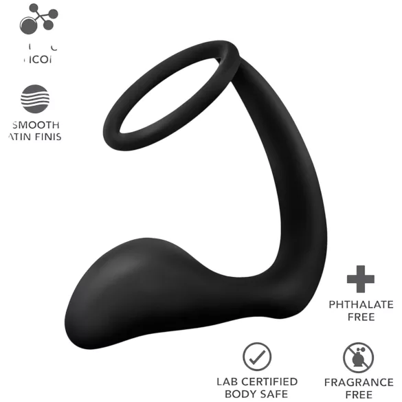 Anal Adventures Platinum - gode anal avec anneau pénien - silicone noir
