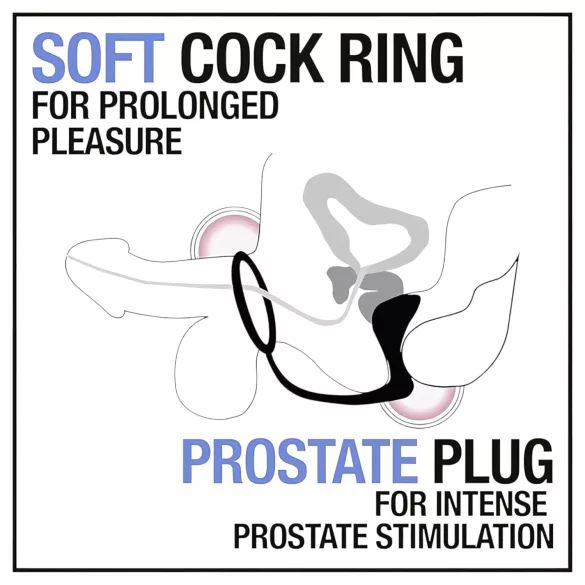 Anal Adventures Platinum - gode anal avec anneau pénien - silicone noir