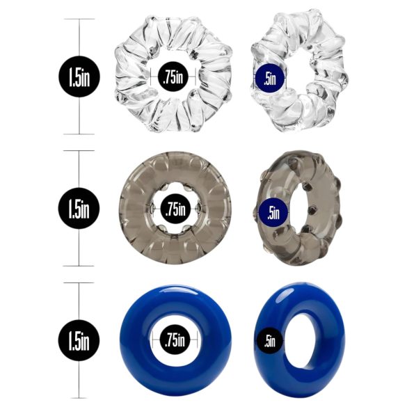 Stay Hard - coffret anneaux péniens variés - 3 pièces - multicolore