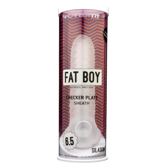 Fat Boy Checker Box - gaine pénis - stimulation reliefs - blanc 17cm