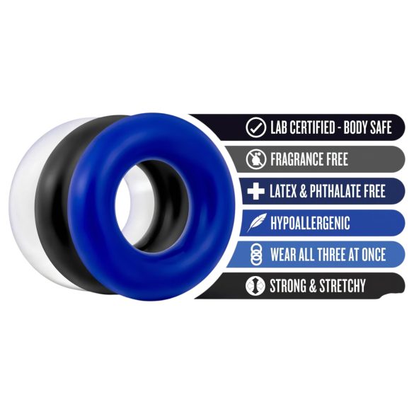 Stay Hard - set d’anneaux péniens - 3 pièces - couleurs assorties