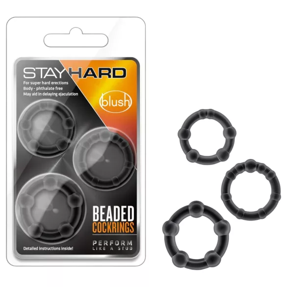 Stay Hard - set de cockrings - silicone noir