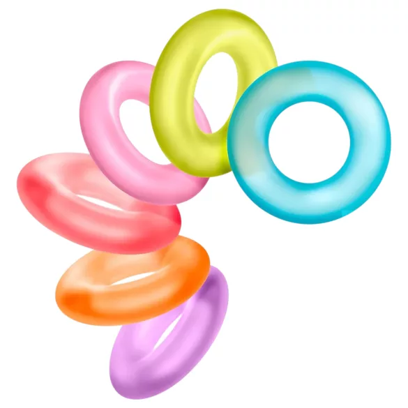 King of the Ring - set de cockrings - silicone multicolore - lot de 6