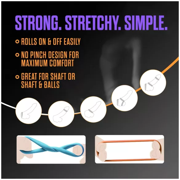 King of the Ring - set de cockrings - silicone multicolore - lot de 6