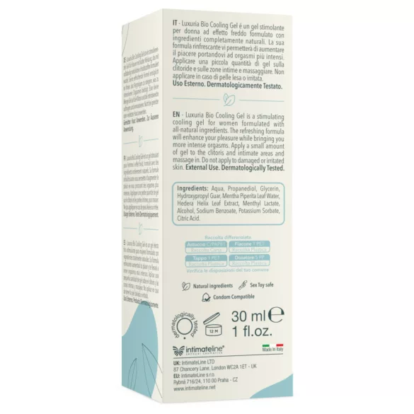 Intimateline Luxuria BIO - gel stimulant rafraîchissant pour femmes (30 ml)