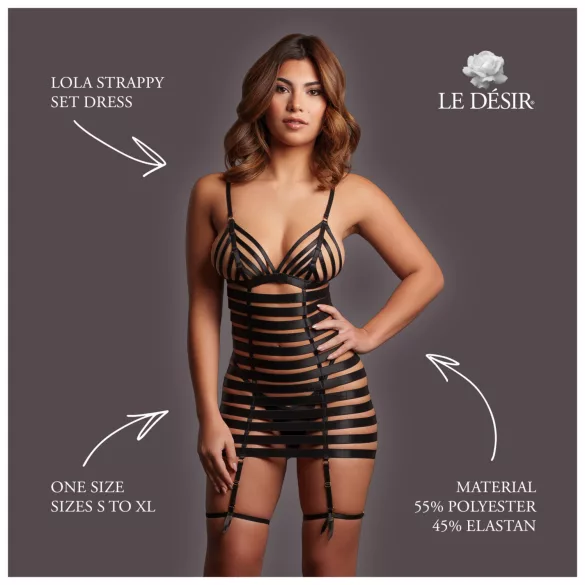 Le Désir Lola - mini-robe à bretelles rayée (noir)