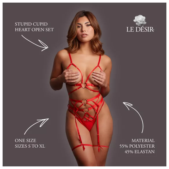 Le Désir Stupid Cupid - ensemble ouvert à cœur (rouge)
