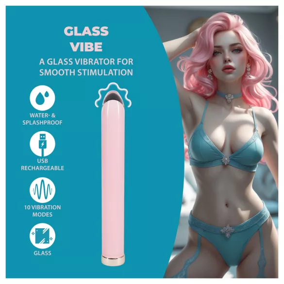 Loveline - vibromasseur en verre droit (rose)