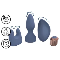   Loveline - set de vibromasseur à têtes interchangeables (bleu-gris)