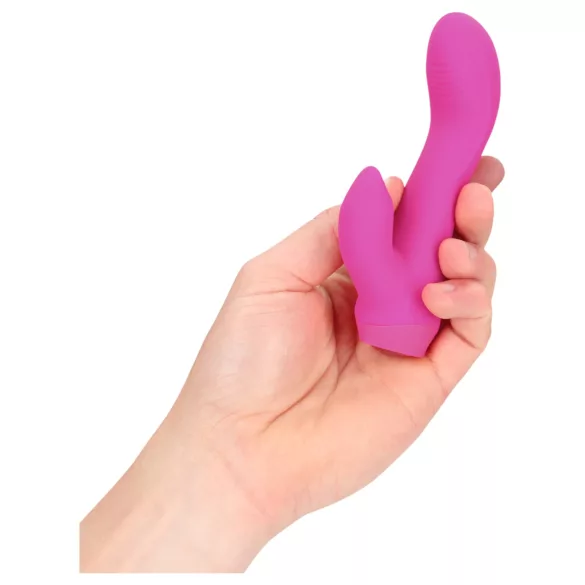Loveline - mini vibromasseur incurvé avec lapin (rose)