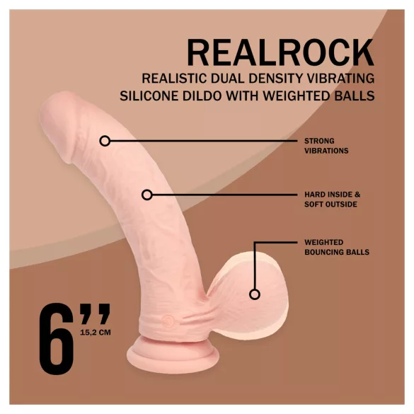 RealRock - vibromasseur réaliste à double densité (couleur chair) - 15 cm