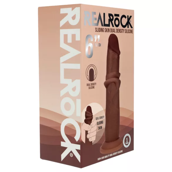RealRock - gode réaliste à double densité (marron) - 15,5 cm