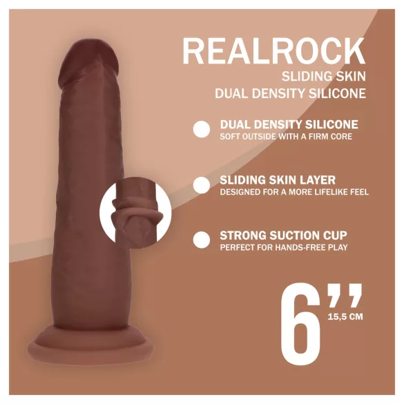 RealRock - gode réaliste à double densité (marron) - 15,5 cm