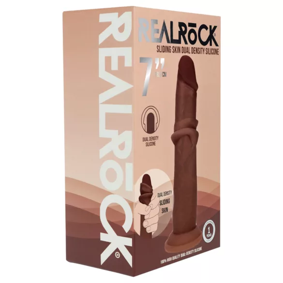 RealRock - gode réaliste à double densité (marron) - 18,5 cm