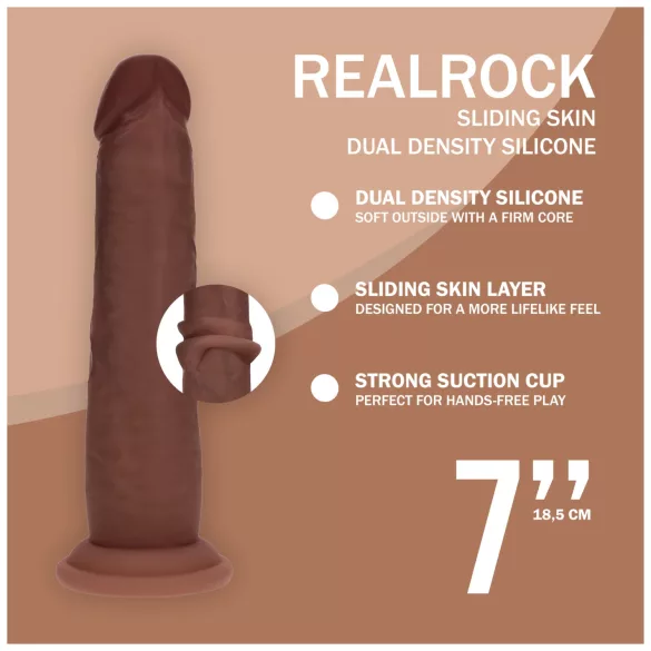 RealRock - gode réaliste à double densité (marron) - 18,5 cm