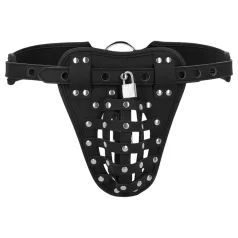   Ouch! - cage de chasteté masculine en similicuir avec cadenas (noir)