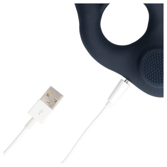 Loveline - anneau pénis vibrant avec stimulateur clitoridien - gris