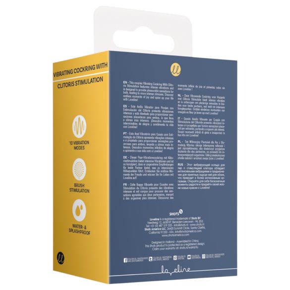 Loveline - anneau pénis vibrant avec stimulateur clitoridien - gris