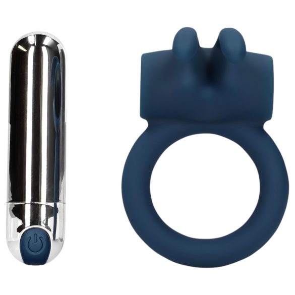 Loveline - anneau pénien vibrant avec oreilles de lapin - silicone bleu