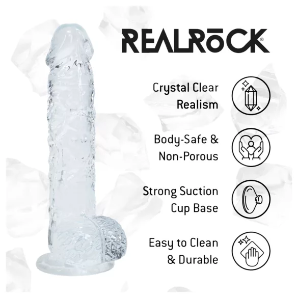 RealRock - gode réaliste avec testicules (transparent) - 12,7 cm