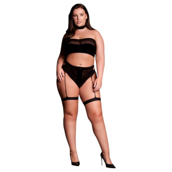 Le Désir Grande Taille - Ensemble 3 Pièces de Lingerie - Noir (XL-4XL)