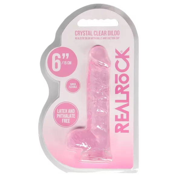 RealRock - godemichet réaliste transparent - silicone rose 15cm