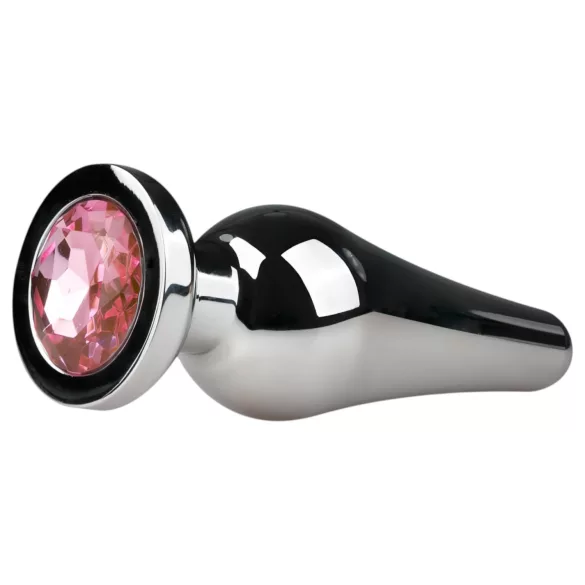 Easytoys - plug anal en métal avec bijou rose - argenté 3,5cm