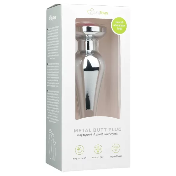 Easytoys - plug anal en métal avec bijou rose - argenté 3,5cm