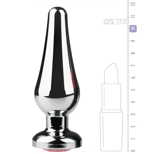 Easytoys - plug anal en métal avec bijou rose - argenté 3,5cm
