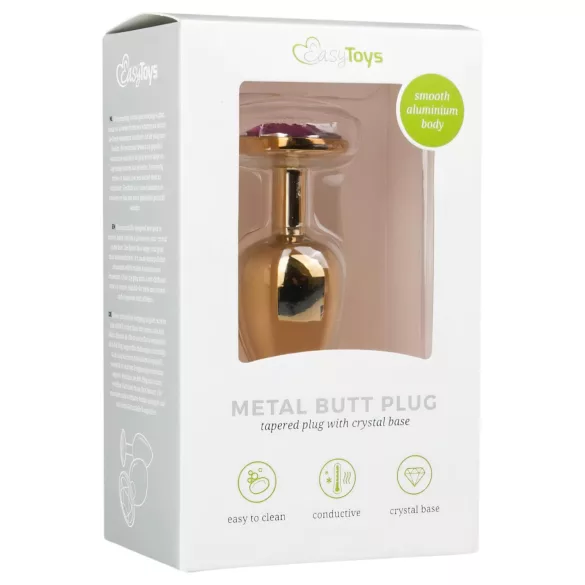 Easytoys - plug anal métal doré - bijou violet - 2,5 cm