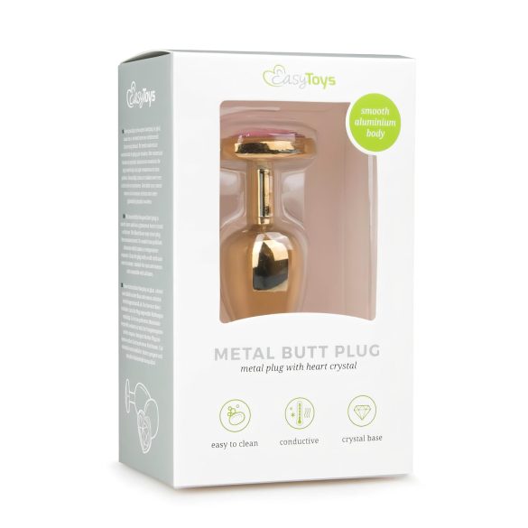Easytoys - plug anal métal - bijou doré rose - 2,5 cm