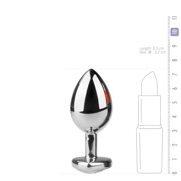 Easytoys Metal No.7 - plug anal cœur pierre blanche - métal argenté